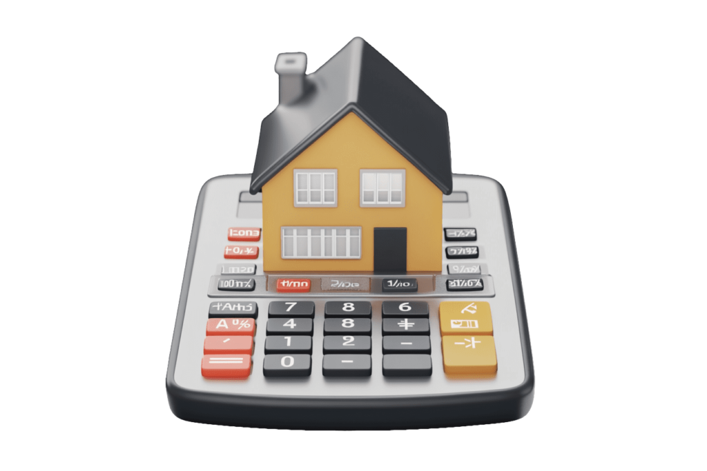 A house standing on a calculator representing the affordability of working with the construction company IntraBuild