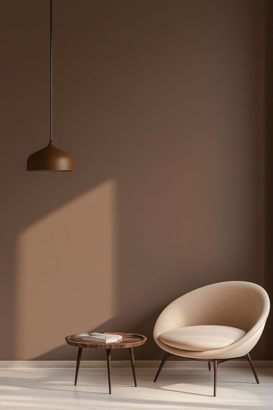 Interior painting in Toronto — brown accent wall in a minimalist living room
