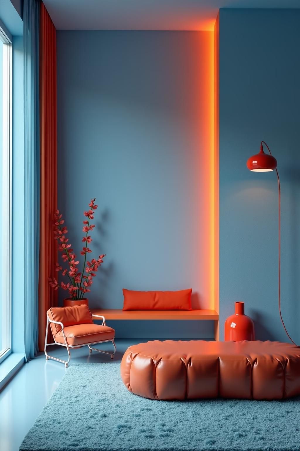Grey County interior painting — blue-grey wall with warm accents