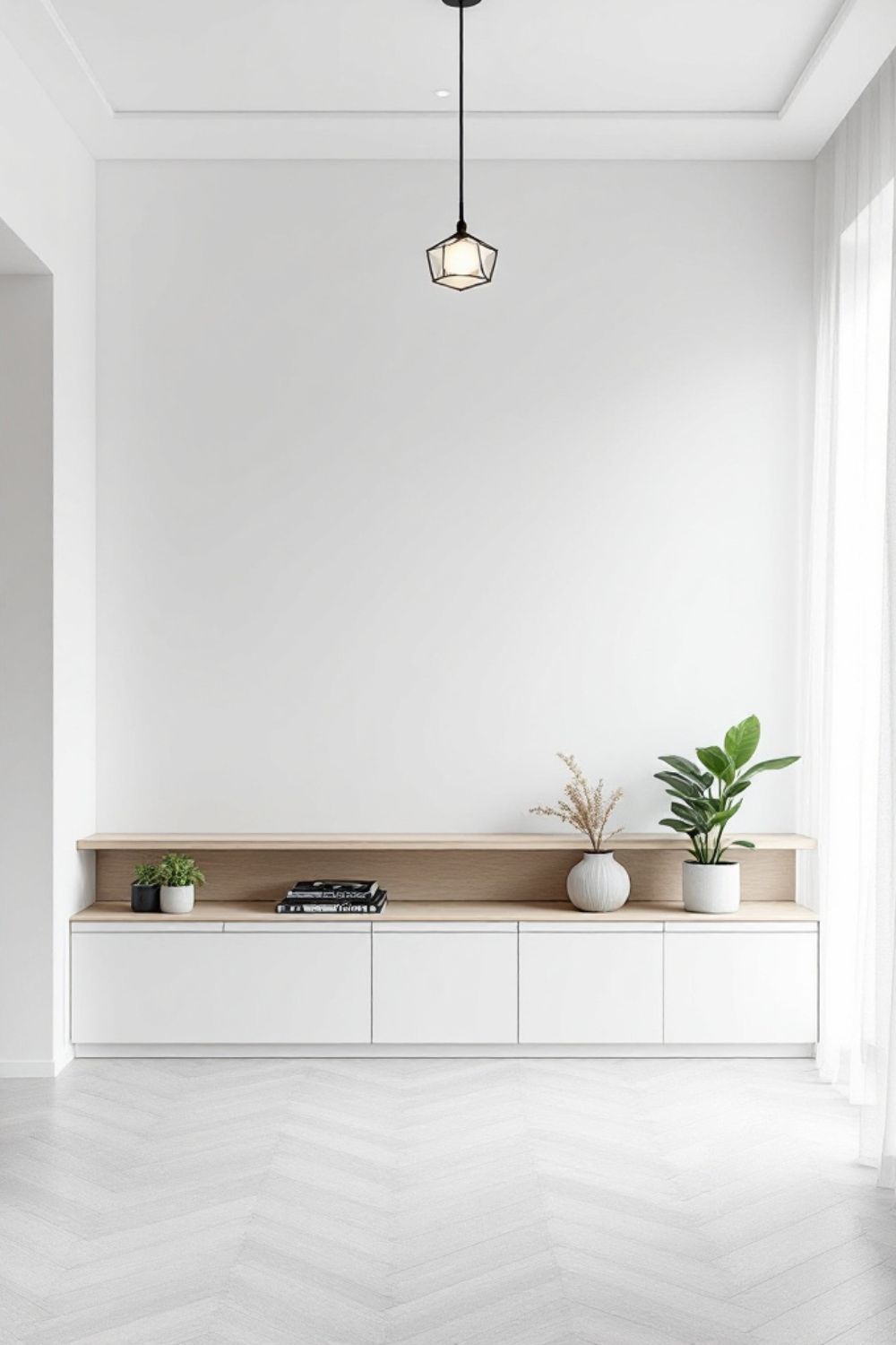 Brant County interior painting — white minimalist room with herringbone floor