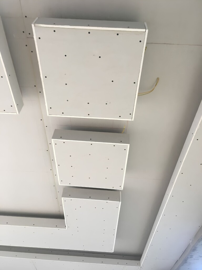 Multi-level drywall ceiling with bulkheads