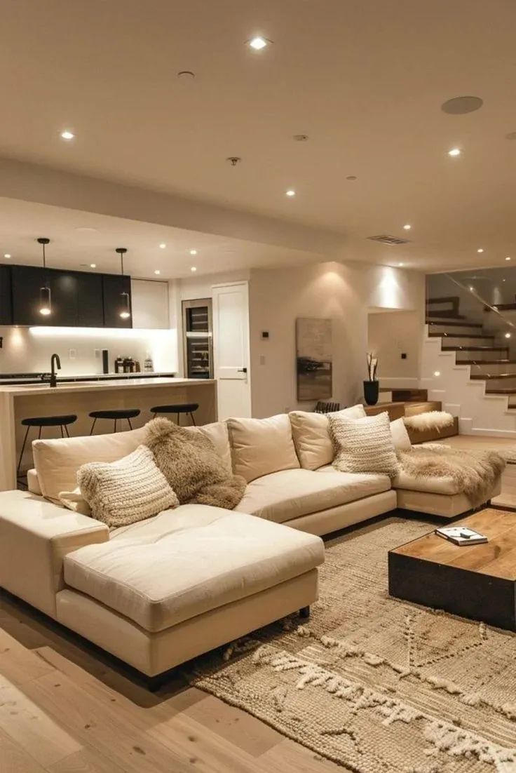 Finished luxury basement lounge with pool table, stone fireplace and reclaimed wood wall