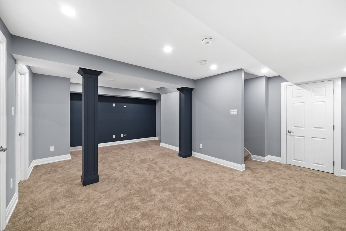Move-in-ready basement suite with navy accent wall